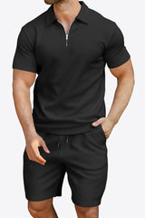 Men's Quarter-Zip Collared Short & Shirt Set